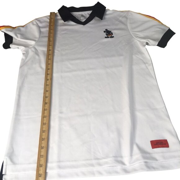 Disney Mickey Mouse Polo Shirt Mens Medium White Black EPCOT World Showcase - Picture 8 of 15